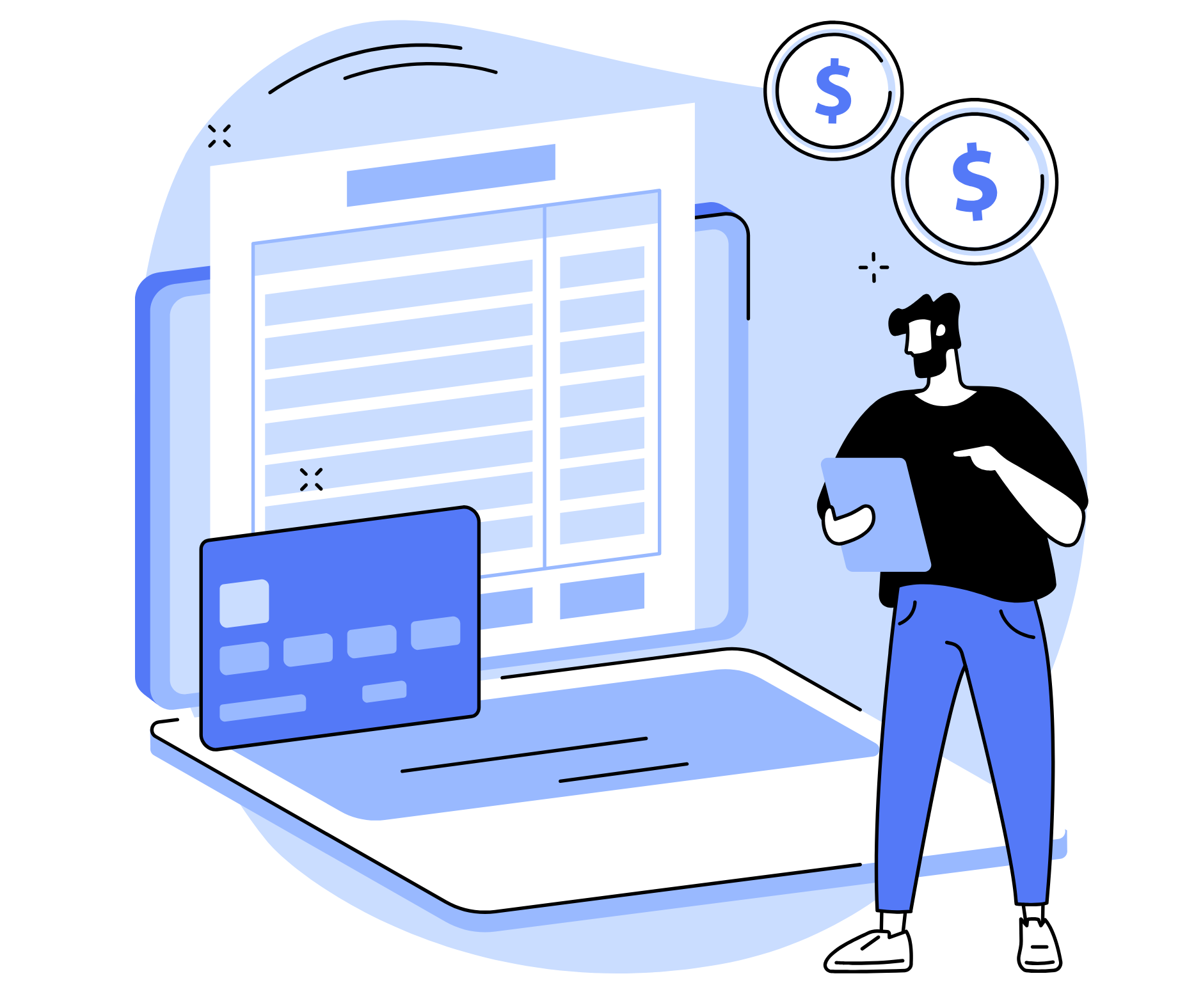 Person working at desk illustration